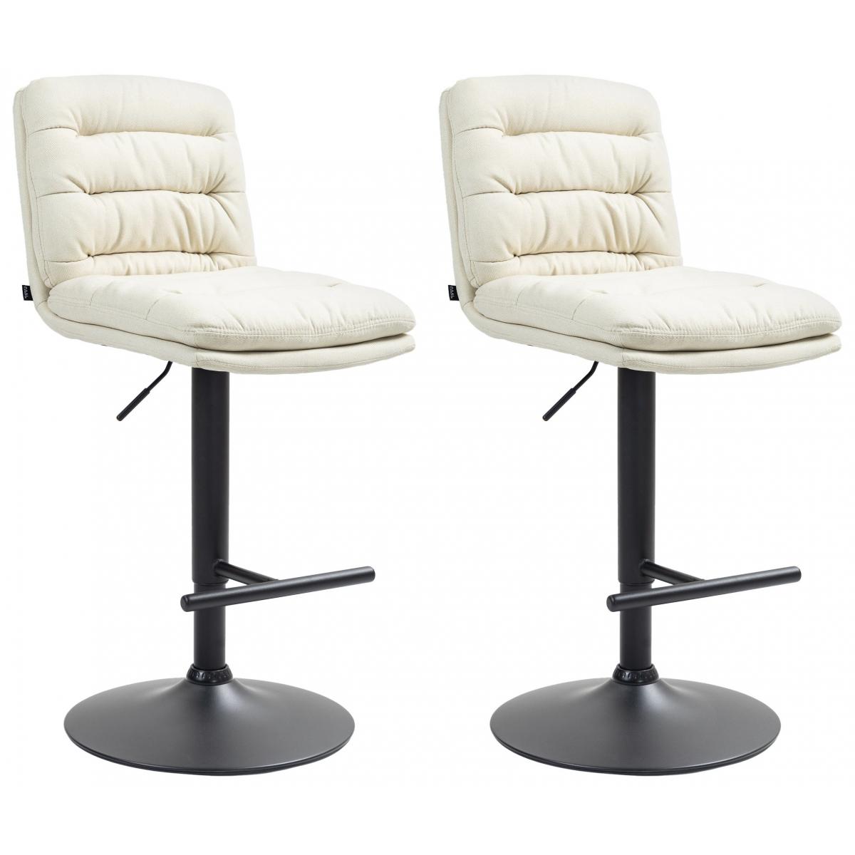 2er Set Barhocker HLO-CP248 Stoff schwarz ~ creme