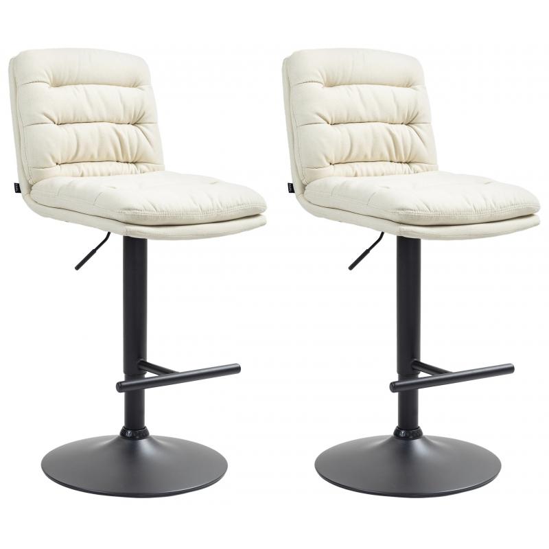 2er Set Barhocker HLO-CP248 Stoff schwarz ~ creme