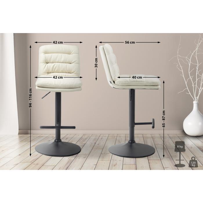 2er Set Barhocker HLO-CP248 Stoff schwarz ~ creme