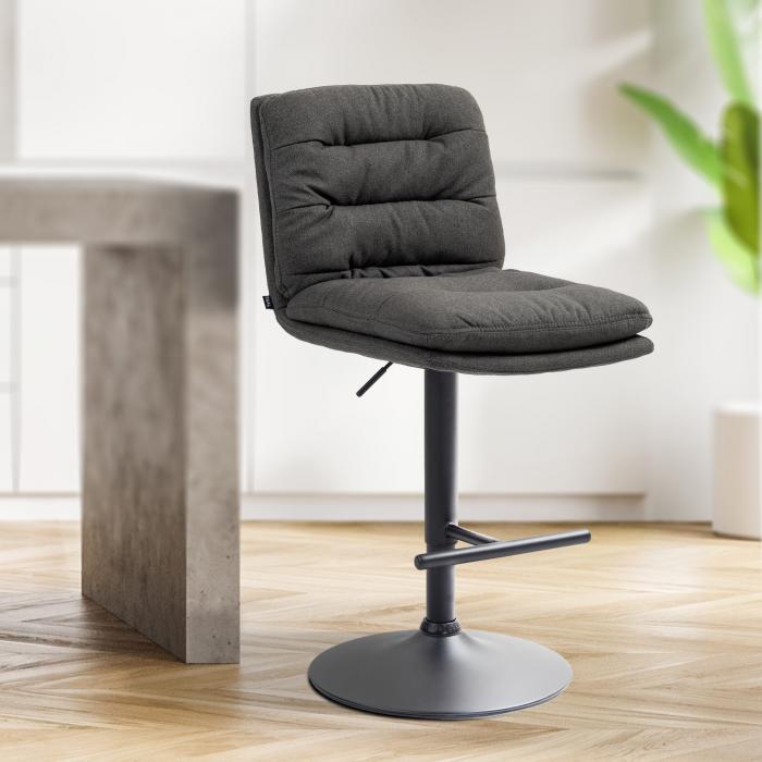 2er Set Barhocker HLO-CP248 Stoff schwarz ~ dunkelgrau