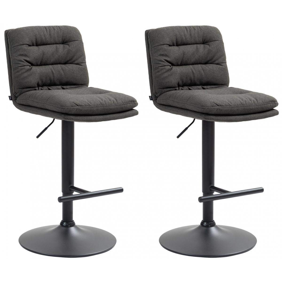 2er Set Barhocker HLO-CP248 Stoff schwarz ~ dunkelgrau
