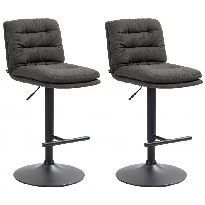 2er Set Barhocker HLO-CP248 Stoff schwarz ~ dunkelgrau