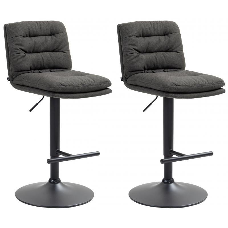 2er Set Barhocker HLO-CP248 Stoff schwarz ~ dunkelgrau