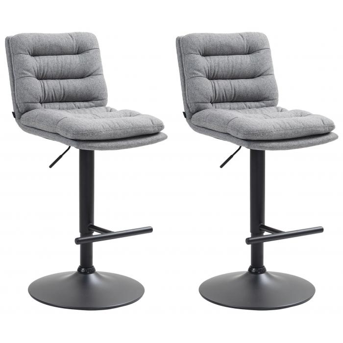 2er Set Barhocker HLO-CP248 Stoff schwarz ~ grau