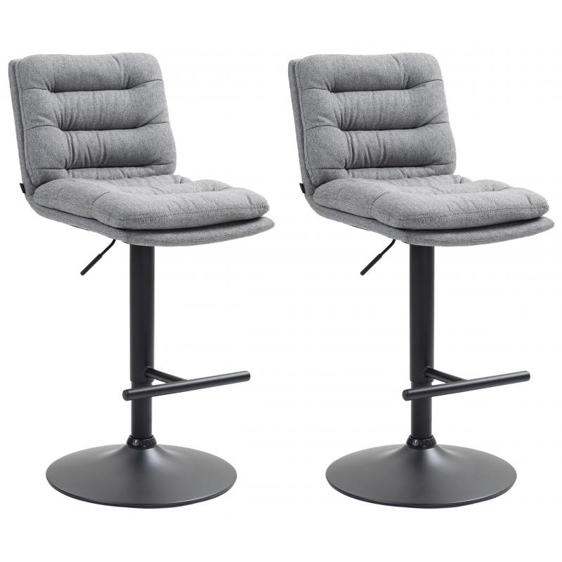 2er Set Barhocker HLO-CP248 Stoff schwarz ~ grau
