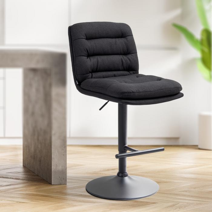 2er Set Barhocker HLO-CP248 Stoff schwarz ~ schwarz