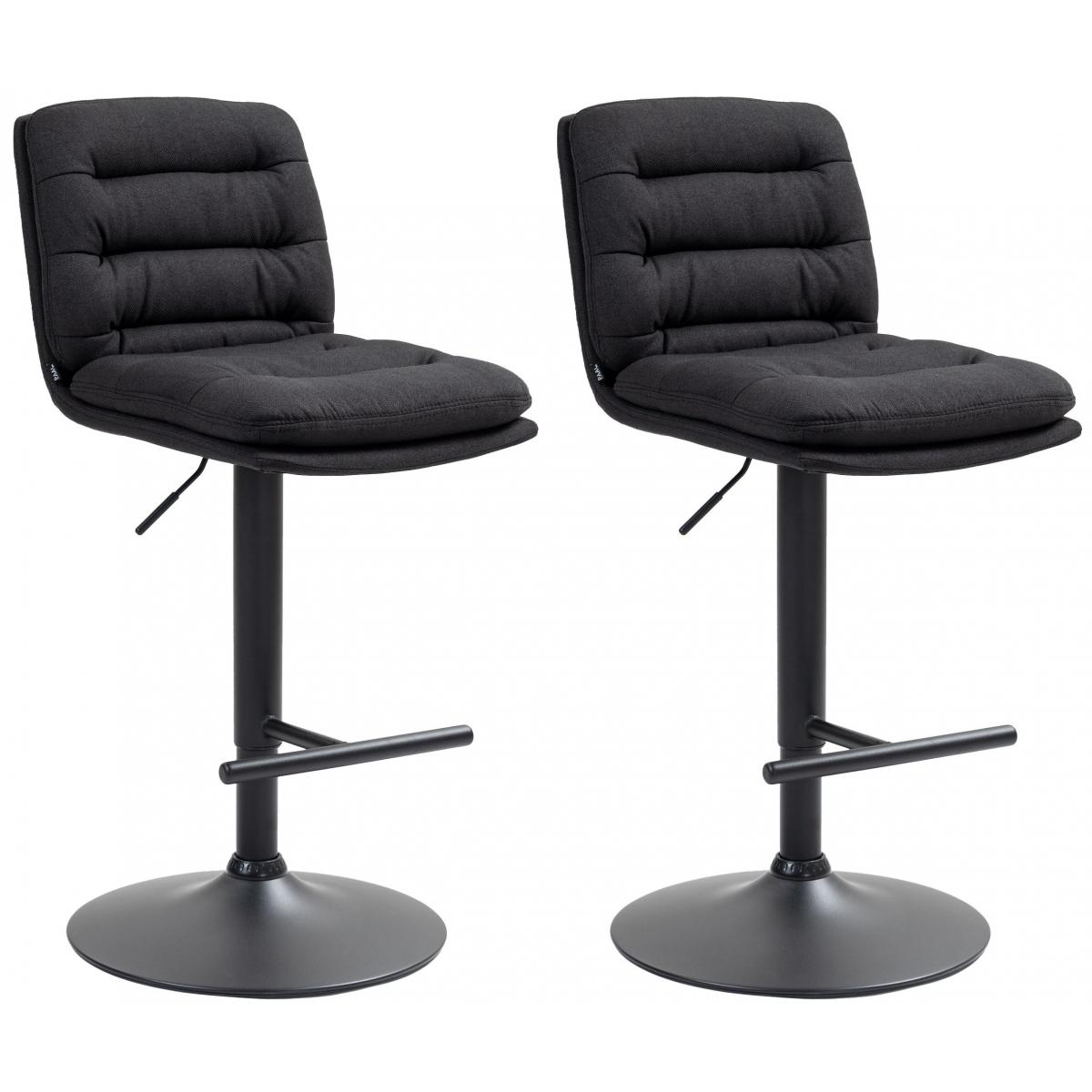 2er Set Barhocker HLO-CP248 Stoff schwarz ~ schwarz