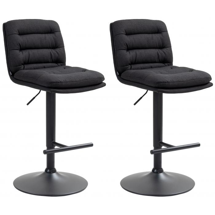 2er Set Barhocker HLO-CP248 Stoff schwarz ~ schwarz