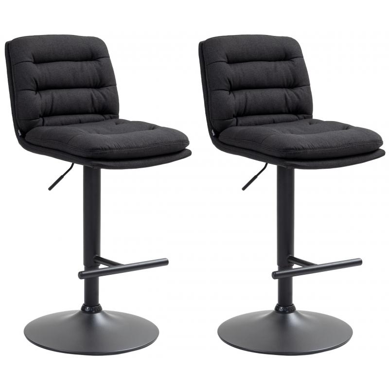 2er Set Barhocker HLO-CP248 Stoff schwarz ~ schwarz
