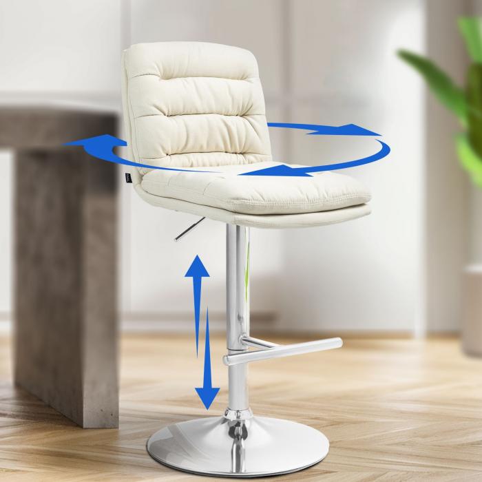 2er Set Barhocker HLO-CP248 Stoff chrom ~ creme