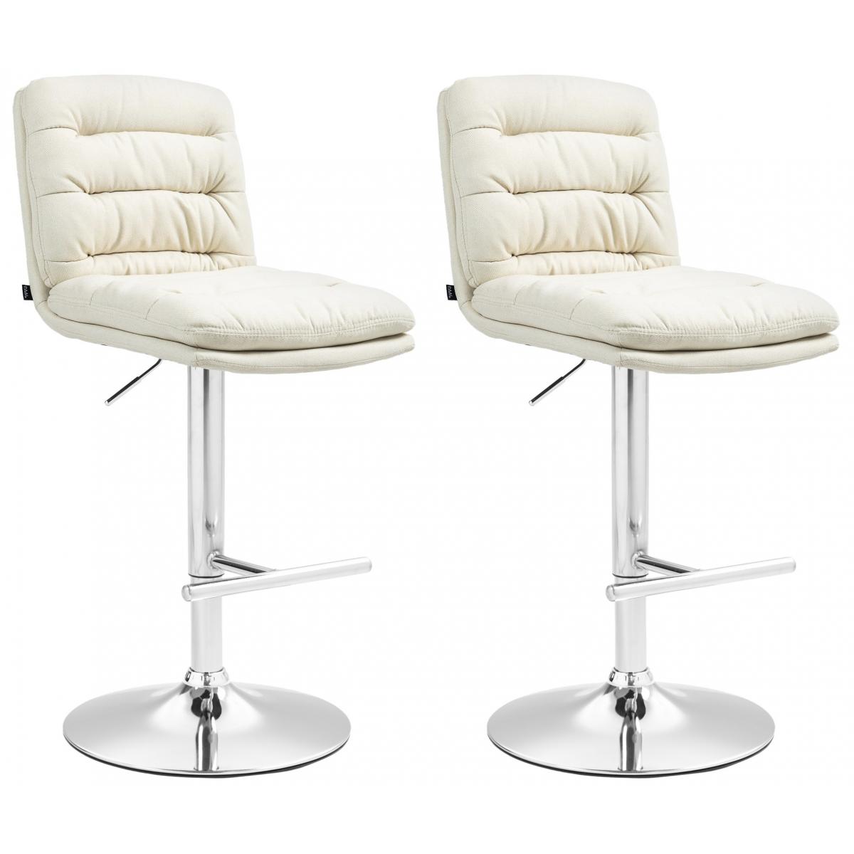 2er Set Barhocker HLO-CP248 Stoff chrom ~ creme