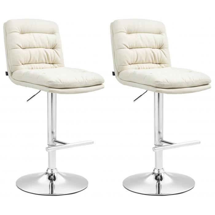 2er Set Barhocker HLO-CP248 Stoff chrom ~ creme