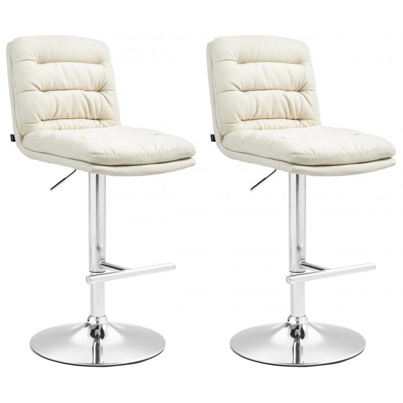 2er Set Barhocker HLO-CP248 Stoff chrom ~ creme