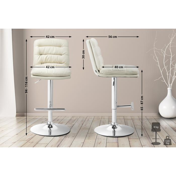2er Set Barhocker HLO-CP248 Stoff chrom ~ creme