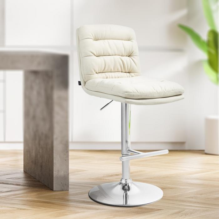 2er Set Barhocker HLO-CP248 Stoff chrom ~ creme