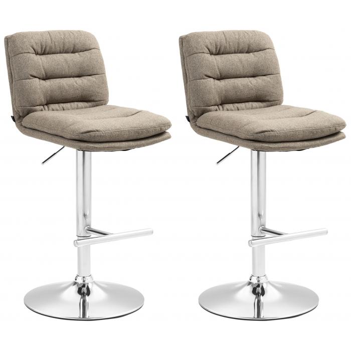 2er Set Barhocker HLO-CP248 Stoff chrom ~ taupe