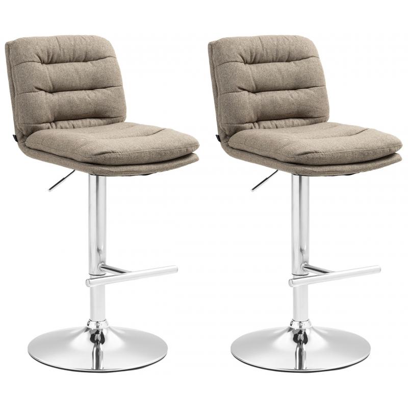 2er Set Barhocker HLO-CP248 Stoff chrom ~ taupe