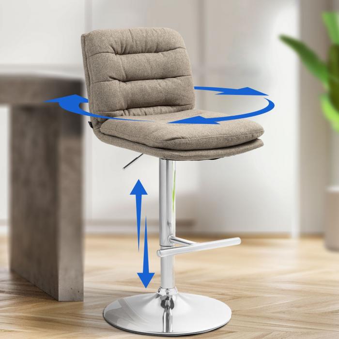 2er Set Barhocker HLO-CP248 Stoff chrom ~ taupe