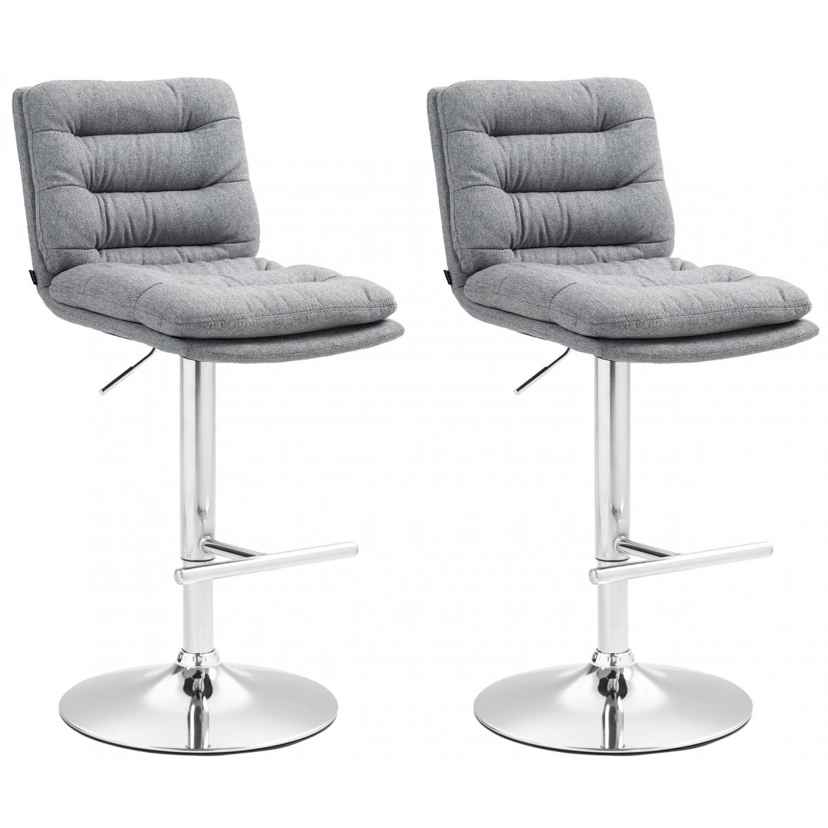 2er Set Barhocker HLO-CP248 Stoff chrom ~ grau
