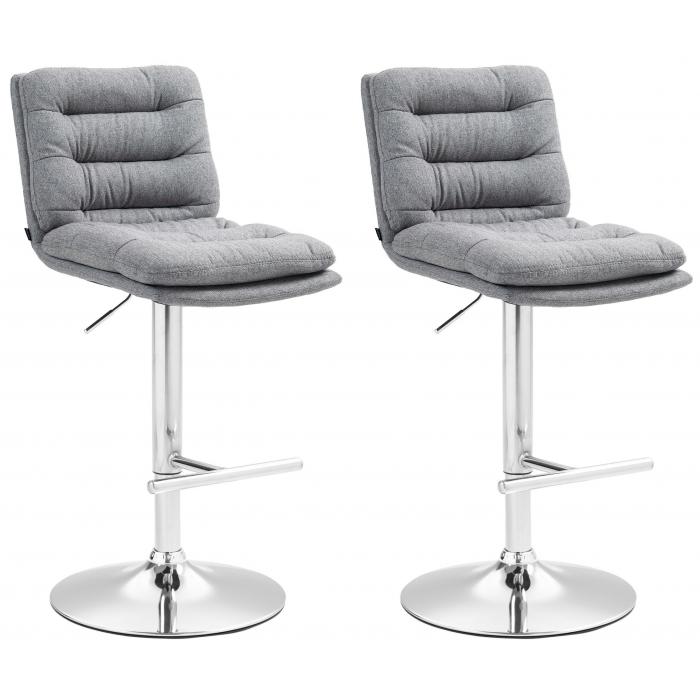 2er Set Barhocker HLO-CP248 Stoff chrom ~ grau
