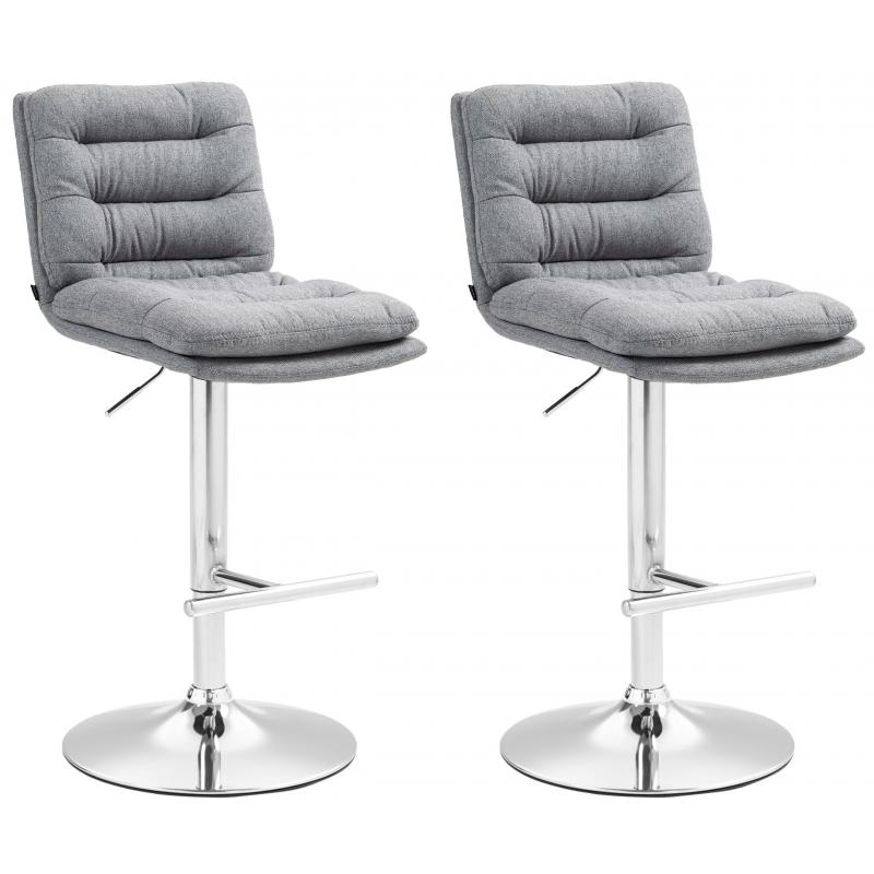 2er Set Barhocker HLO-CP248 Stoff chrom ~ grau
