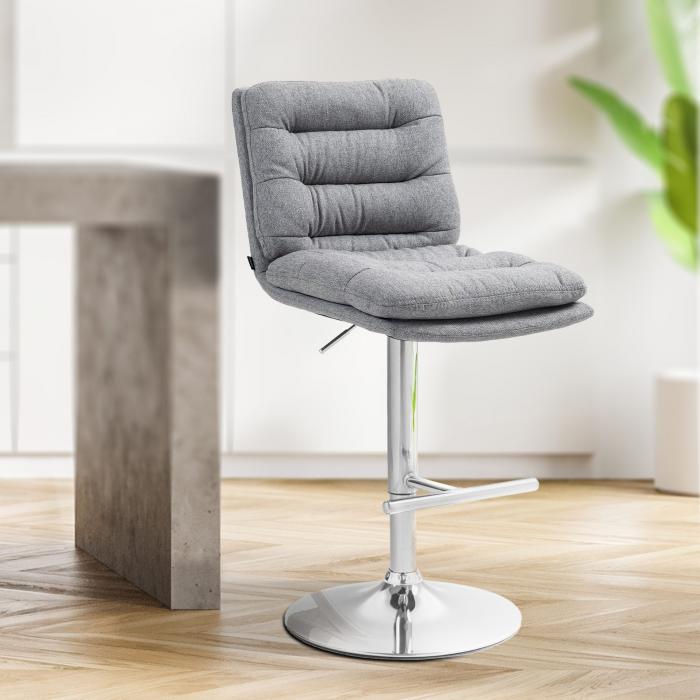 2er Set Barhocker HLO-CP248 Stoff chrom ~ grau