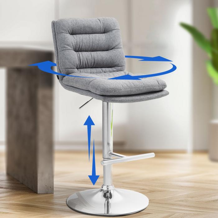 2er Set Barhocker HLO-CP248 Stoff chrom ~ grau
