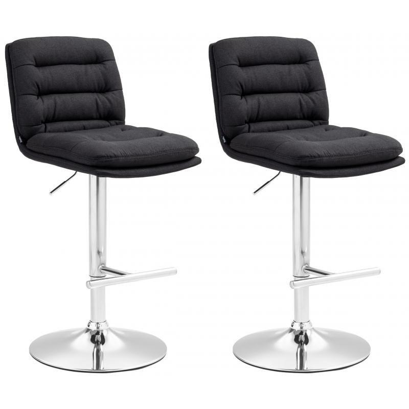 2er Set Barhocker HLO-CP248 Stoff chrom ~ schwarz