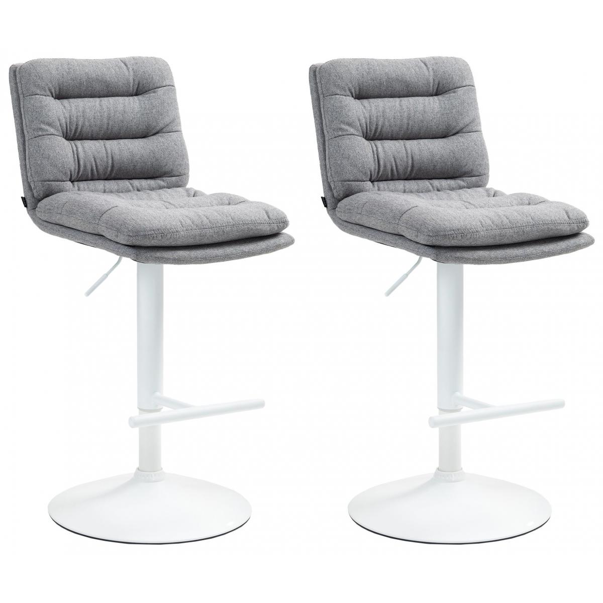 2er Set Barhocker HLO-CP248 Stoff wei ~ grau