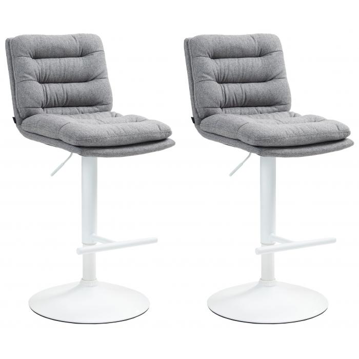 2er Set Barhocker HLO-CP248 Stoff wei ~ grau