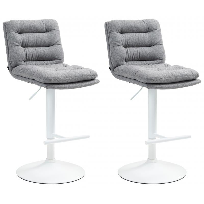 2er Set Barhocker HLO-CP248 Stoff wei ~ grau