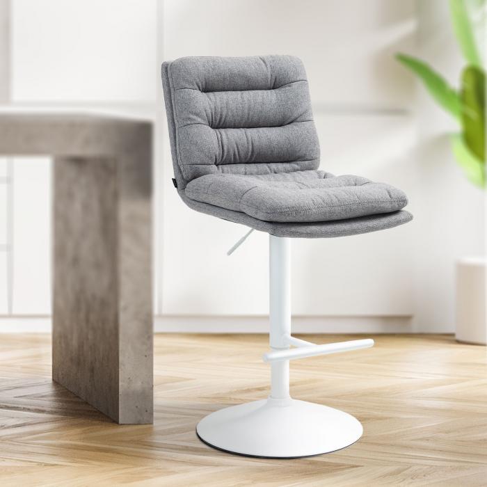 2er Set Barhocker HLO-CP248 Stoff wei ~ grau