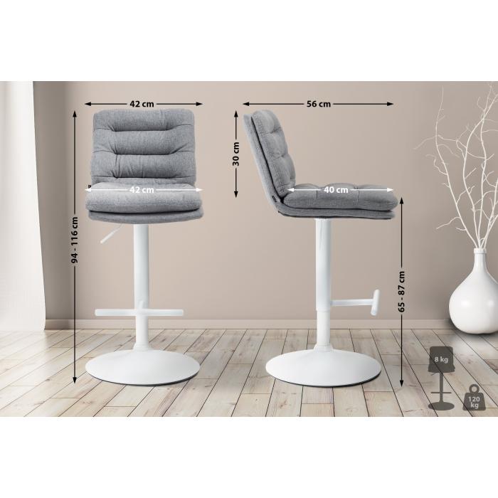 2er Set Barhocker HLO-CP248 Stoff wei ~ grau
