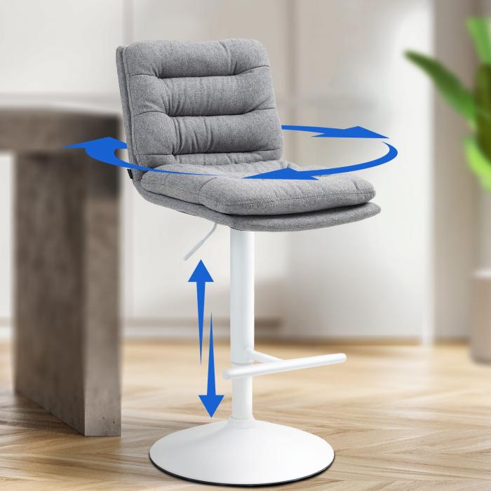 2er Set Barhocker HLO-CP248 Stoff wei ~ grau