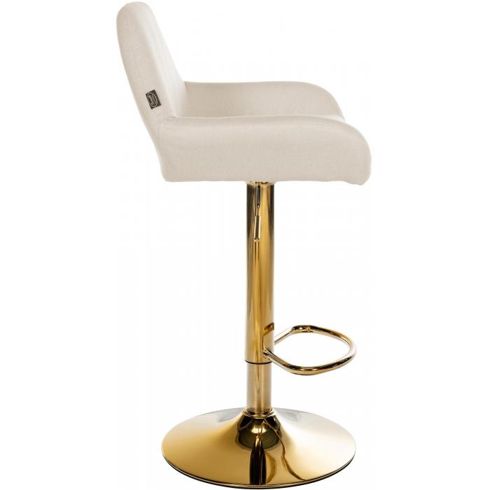 2er Set Barhocker HLO-CP8 Gold Stoff ~ creme