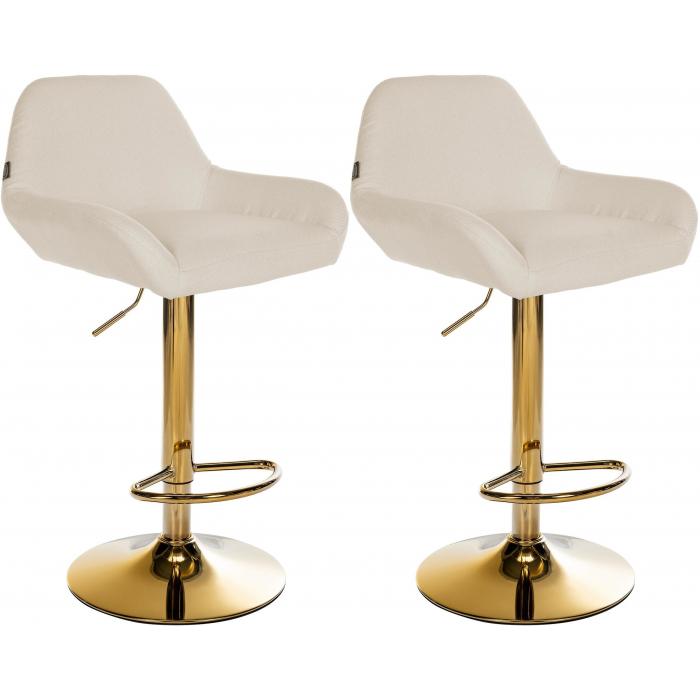 2er Set Barhocker HLO-CP8 Gold Stoff ~ creme