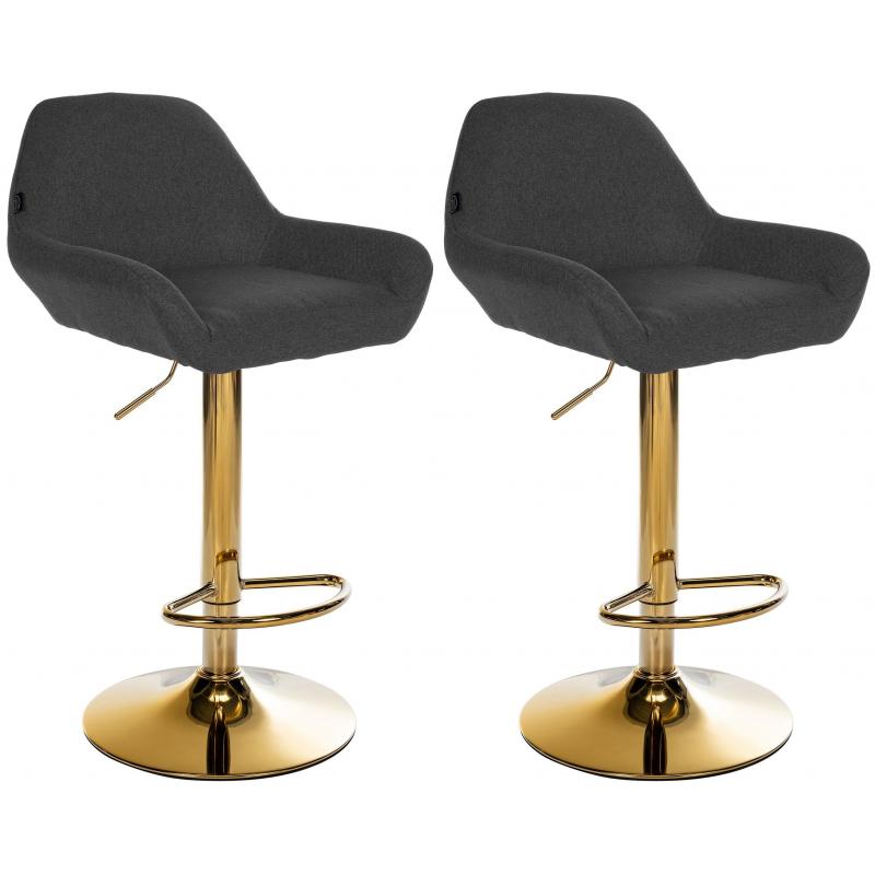 2er Set Barhocker HLO-CP8 Gold Stoff ~ schwarz