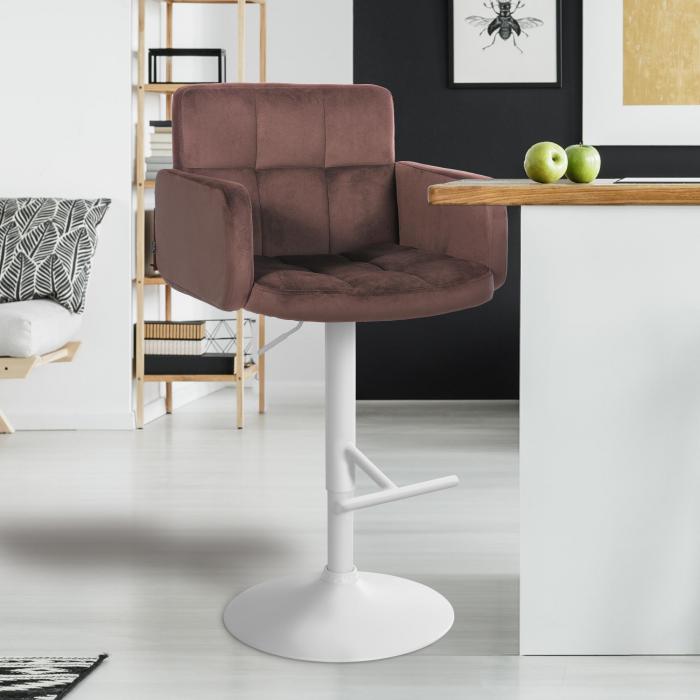 Barhocker HLO-CP326 Samt wei ~ braun
