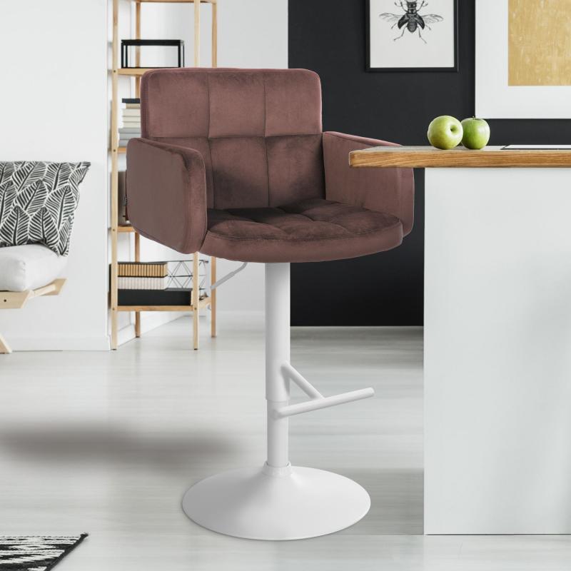 Barhocker HLO-CP326 Samt wei ~ braun