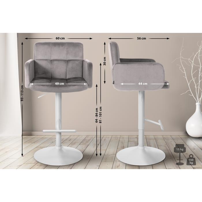 Barhocker HLO-CP326 Samt wei ~ grau