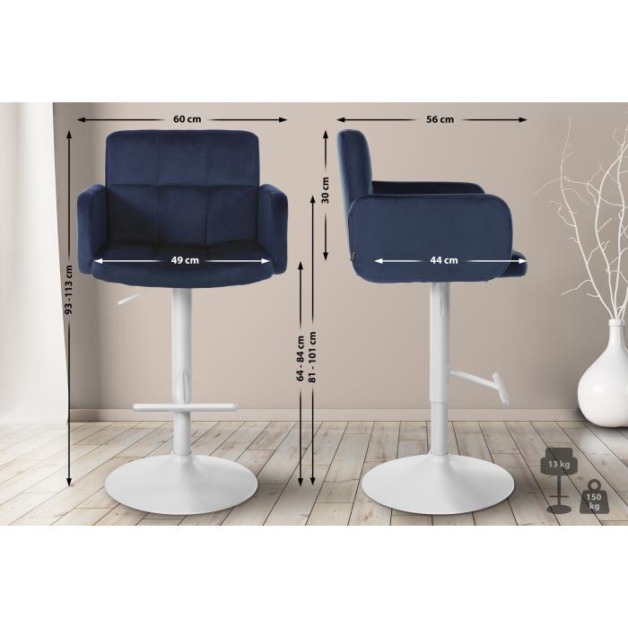Barhocker HLO-CP326 Samt wei ~ blau
