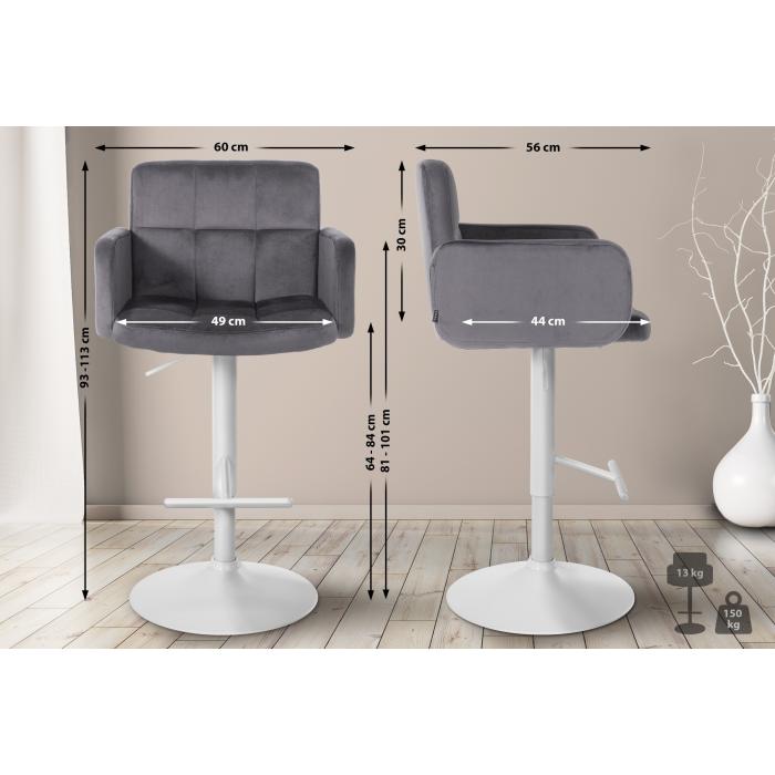 Barhocker HLO-CP326 Samt wei ~ dunkelgrau