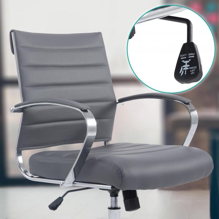 Brostuhl HLO-CP165 Kunstleder ~ grau