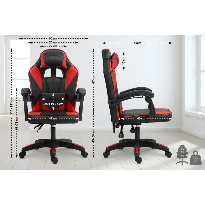 Brostuhl HLO-CP189 Kunstleder ~ schwarz/rot