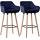 2er Set Barhocker HLO-CP19 Samt ~ dunkelblau