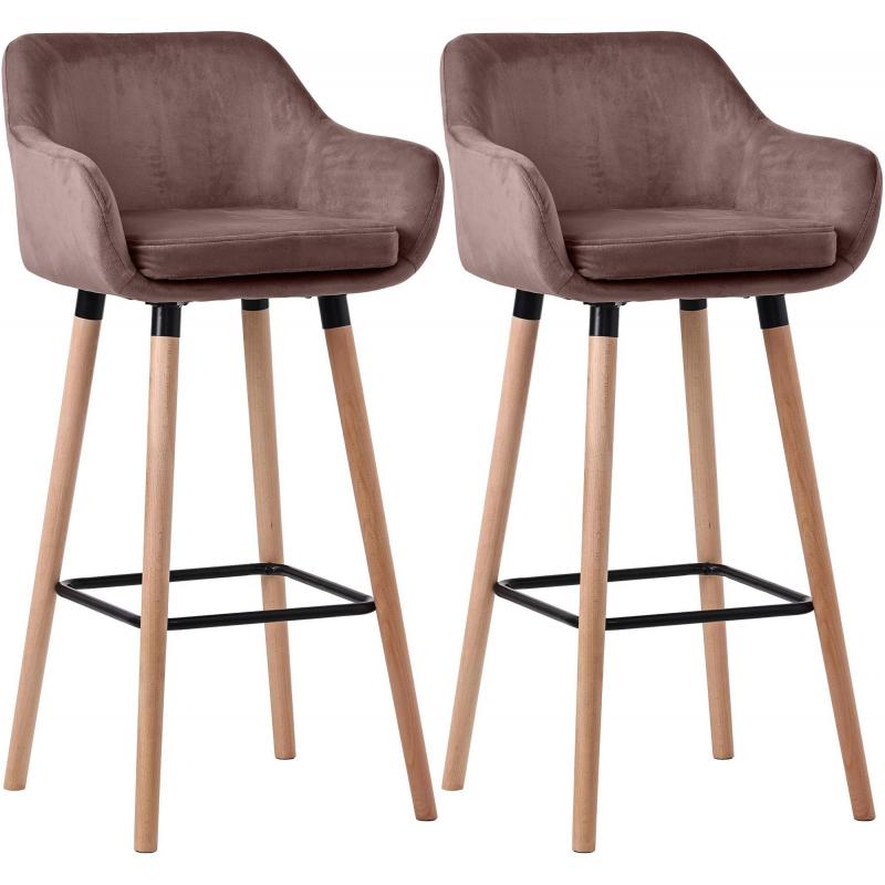 2er Set Barhocker HLO-CP19 Samt ~ coffee