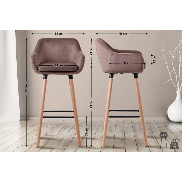 2er Set Barhocker HLO-CP19 Samt ~ coffee