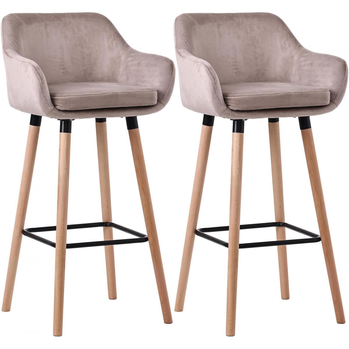 2er Set Barhocker HLO-CP19 Samt ~ hellgrau