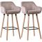 2er Set Barhocker HLO-CP19 Samt ~ hellgrau