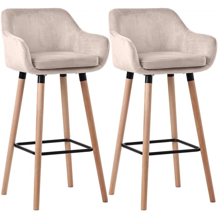 2er Set Barhocker HLO-CP19 Samt ~ creme